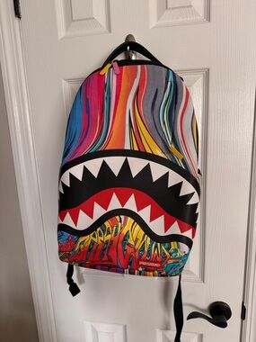 Sprayground Bright Blue Backpack with Red Limited Edition Patch